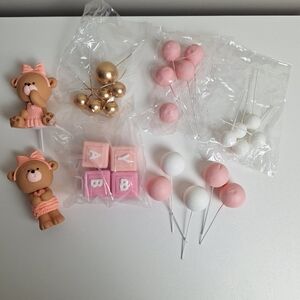 27 Pcs Teddy Bears Birthday Cake Toppers Decorations Baby Girl